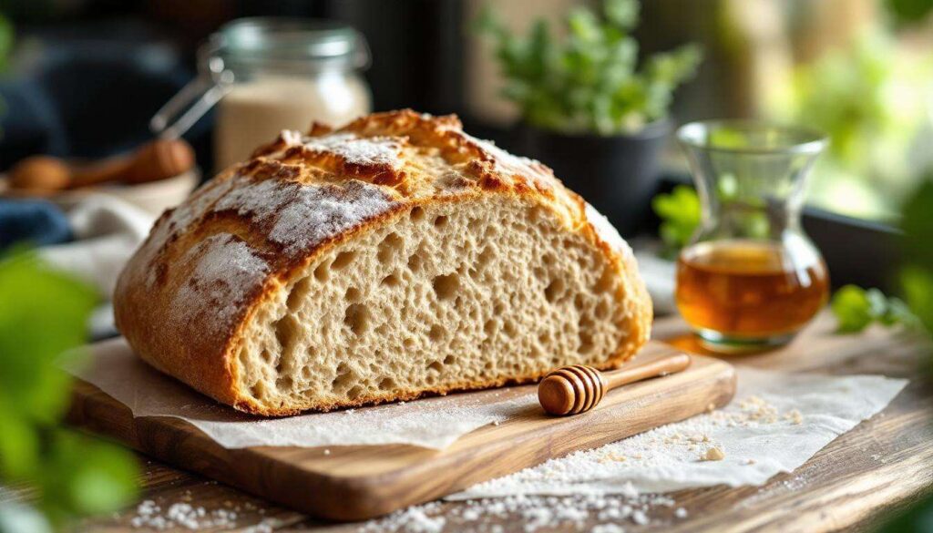 Chleb na zakwasie z polskiej mąki orkiszowej. Pieczemy go bez wyrabiania, rośnie sam przez noc