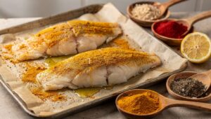 Obtaczam rybę w mące z kurkumą i piekę. Idealne danie na piątek w Poście