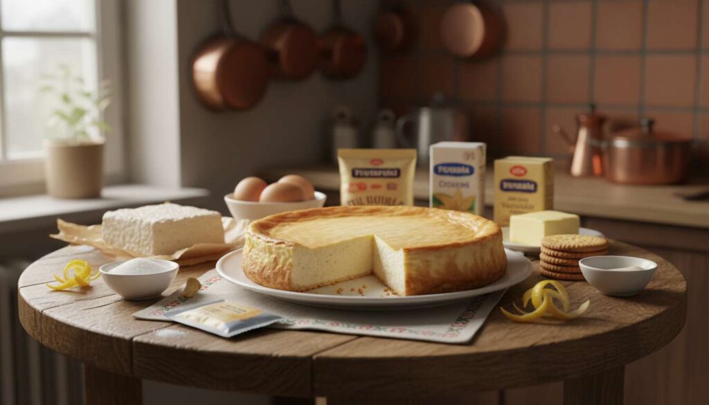 Tradycyjny sernik z twarogu – kremowy i równy, z budyniem waniliowym