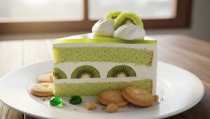 Ciasto z kiwi, kremem śmietankowym i galaretką