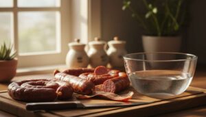 Skórka z kiełbasy nie chce zejść? Trik z wodą zawsze działa