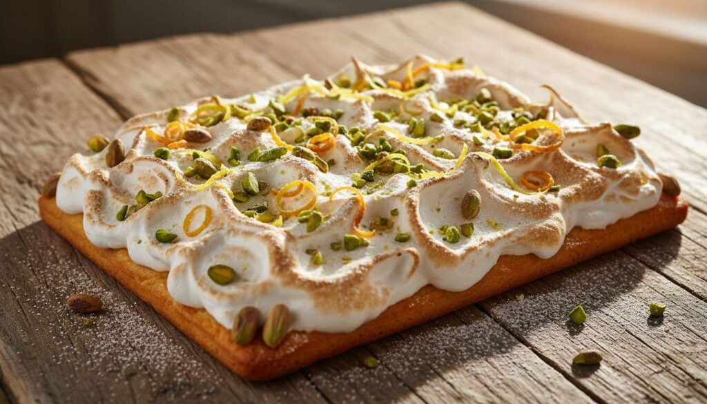 Mazurek cytrusowy z bezą i pistacjami – lekki, świeży i z idealnym balansem smaków